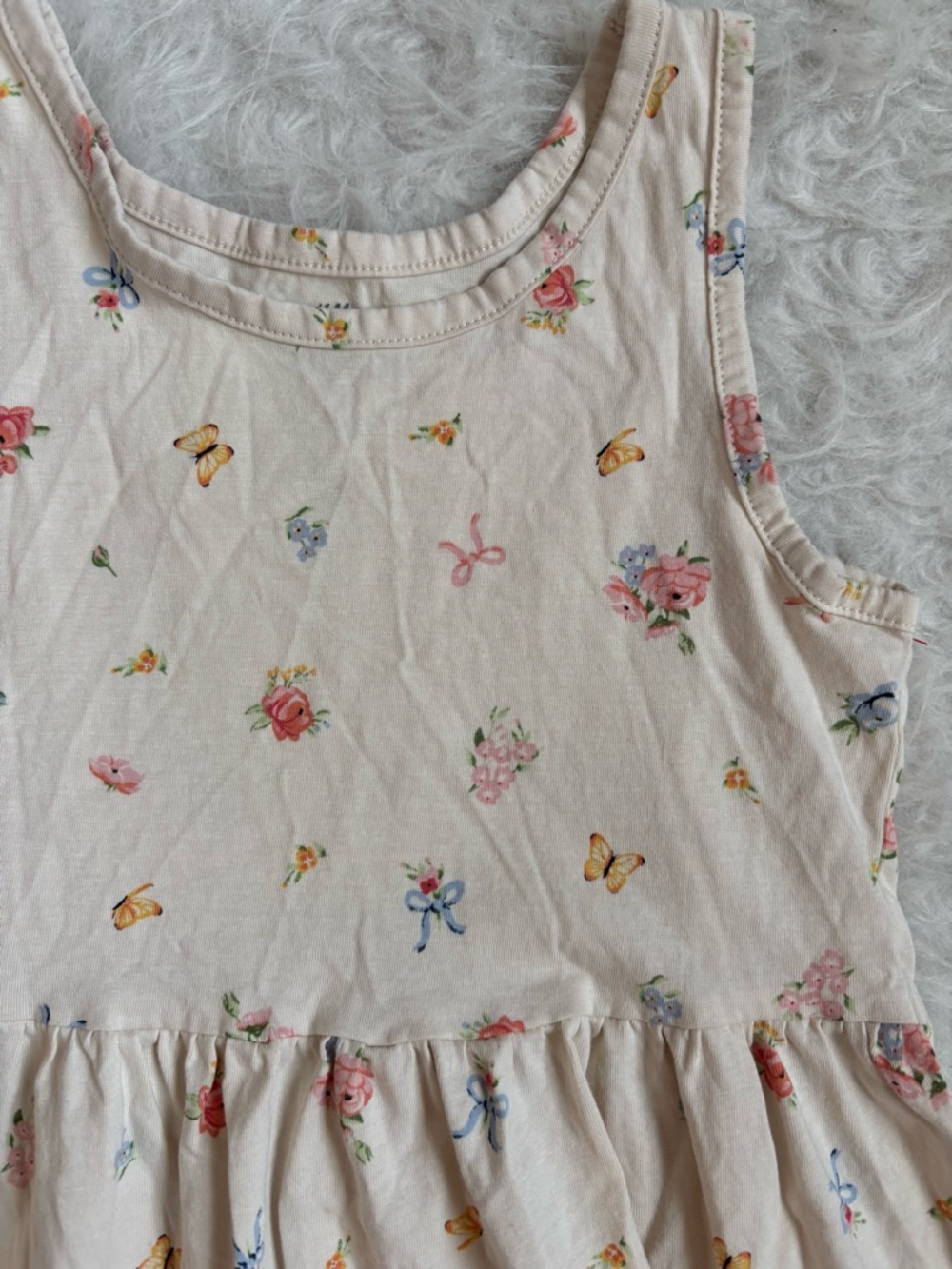 H&M Cream Tank Dress with Cottagecore Feminine Colorful Floral AOP - Picture 3 of 4